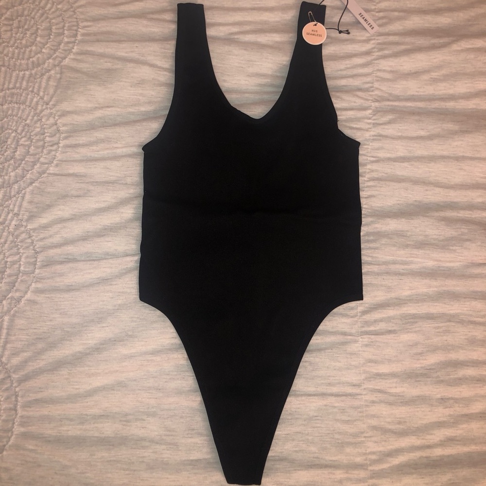 F21 Black Ribbed Bodysuit